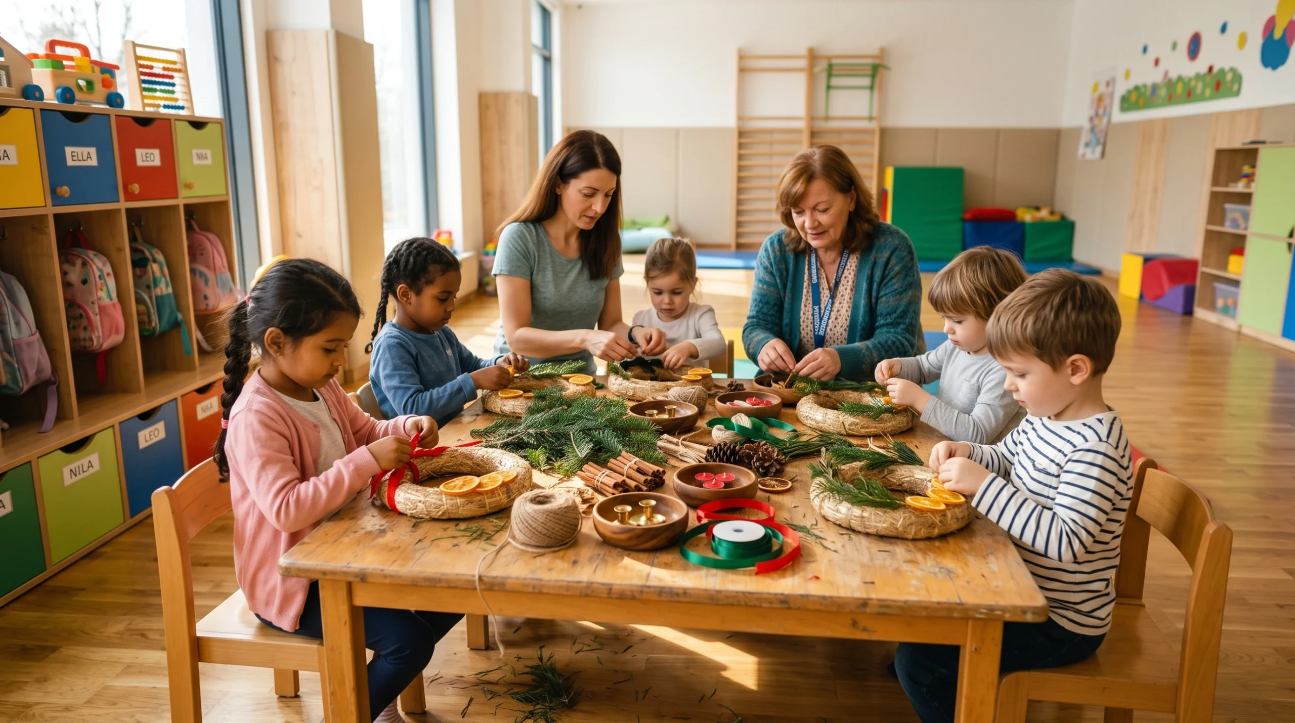 Deti tvorici adventni vence v materske skole